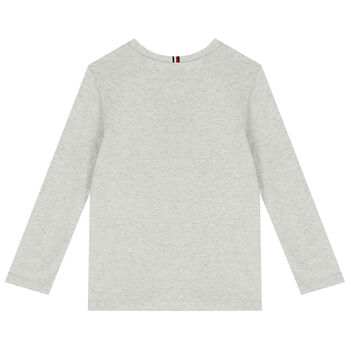 Boys Grey Logo Long Sleeve Top