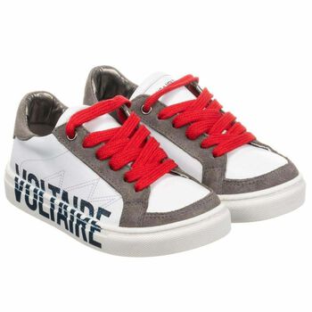 Boys White Leather Logo Trainers