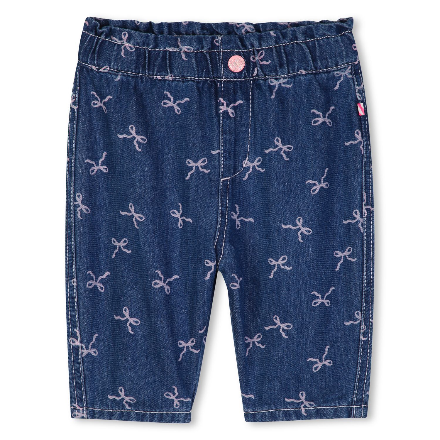 Younger Girls Blue Bows Denim Trousers, 1, hi-res