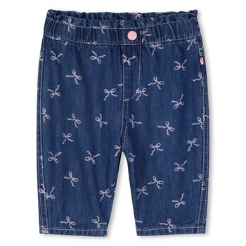 Younger Girls Blue Bows Denim Trousers