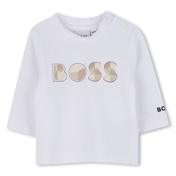 Baby Boys White Logo Long Sleeve Top