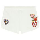Girls Ivory Heart Shorts, 1, hi-res