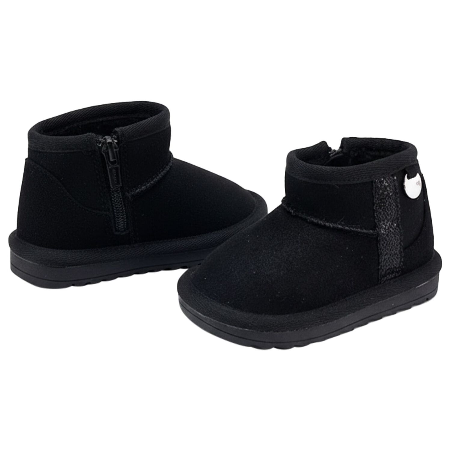 Younger Girls Black Faux Suede Boots, 2, hi-res