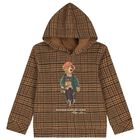 Boys Beige Polo Bear Hooded Top, 1, hi-res