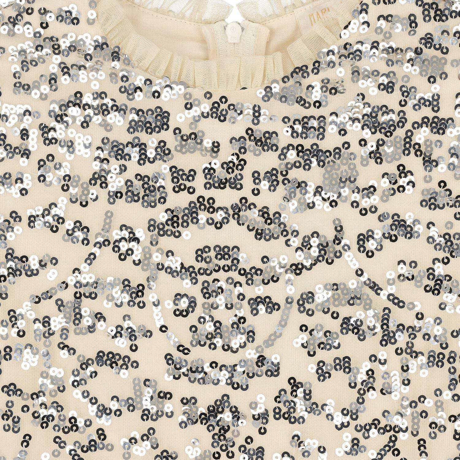 Girls Beige & Silver Sequin Maxi Dress, 1, hi-res