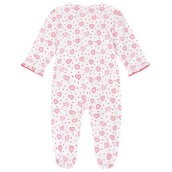 Baby Girls White & Red Hearts Babygrow