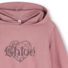 Girls Pink Heart Logo Hooded Dress, 2, hi-res