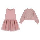 Girls Pink Tulle Dress Set, 2, hi-res