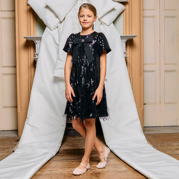 Girls Black Sequin Dress