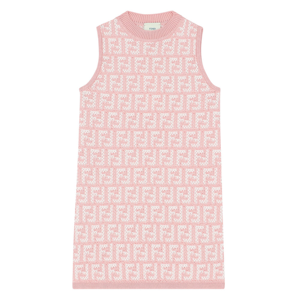 Fendi Girls Pink FF Logo Dress | Junior Couture USA