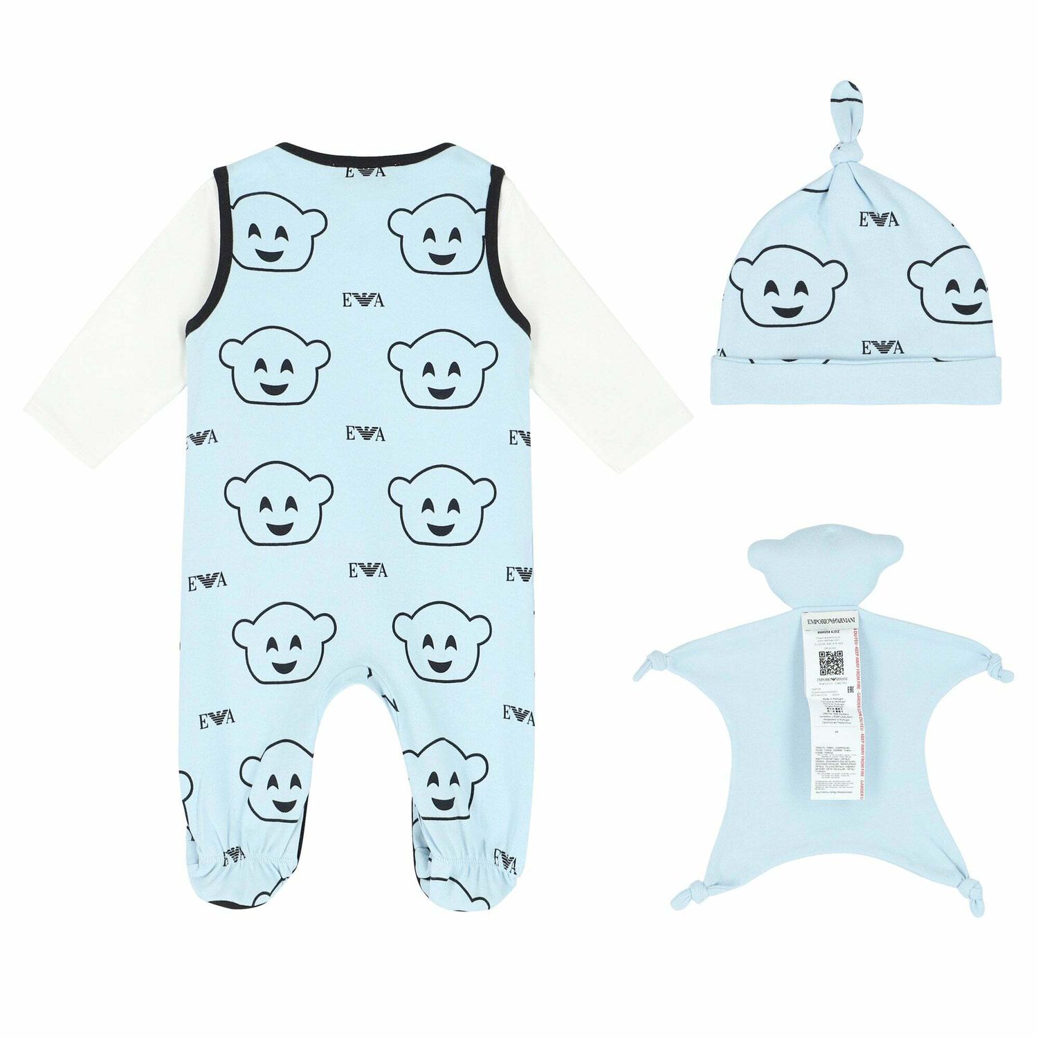 Baby Boys Blue & White Four Piece Gift Set, 1, hi-res