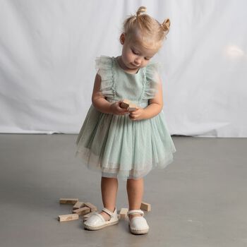 Younger Girls Green Tulle Dress Set