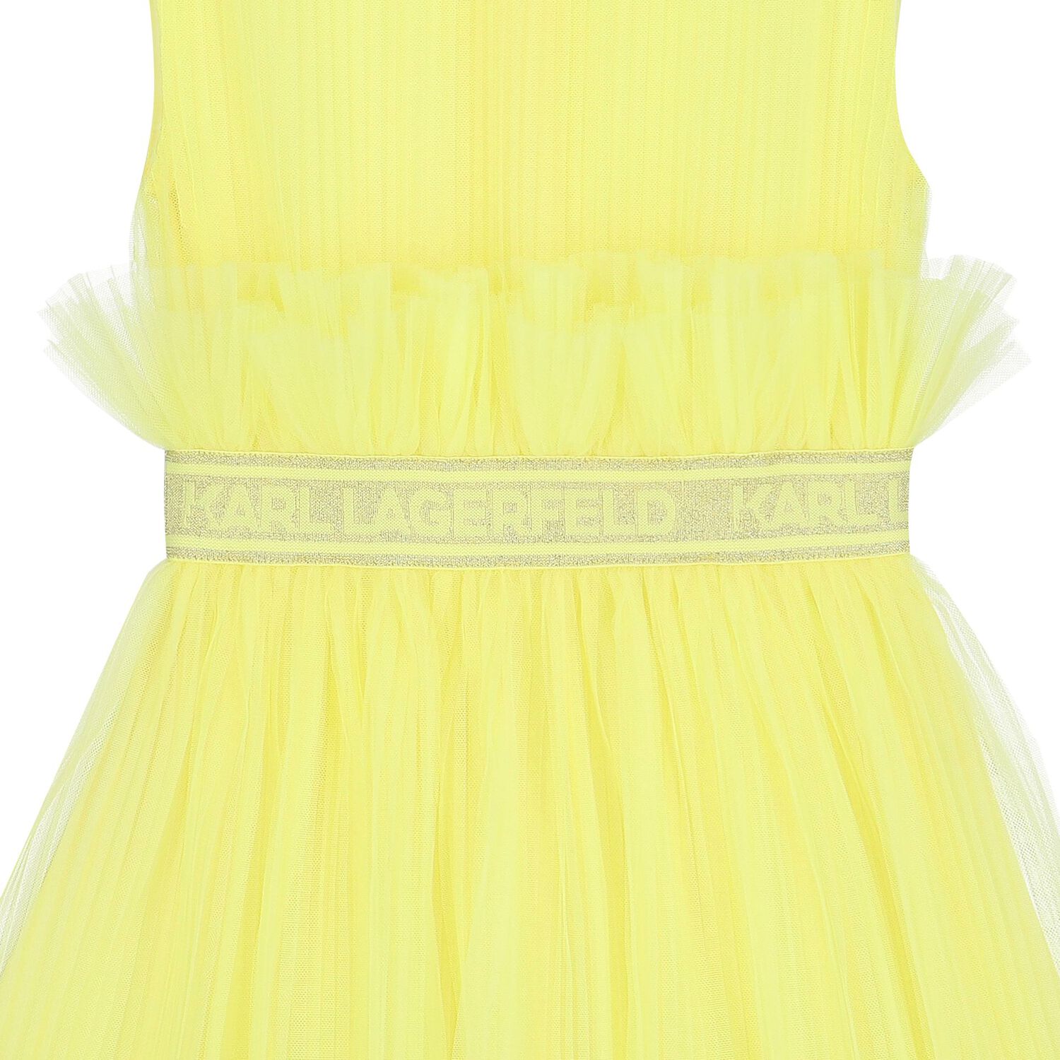 Girls Yellow Pleated Tulle Dress, 2, hi-res image number null