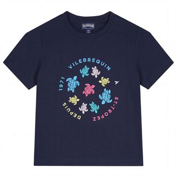 Boys Navy Blue Logo Turtle T-Shirt