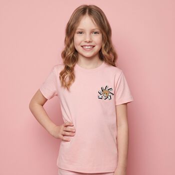 Girls Pink Teddy Bear Logo T-Shirt