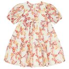Girls Ivory & Pink Butterflies Logo Dress , 3, hi-res
