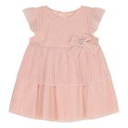 Younger Girls Pink Pleated Tulle Dress, 1, hi-res