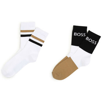 Boys White, Black & Beige Socks (2 Pack)