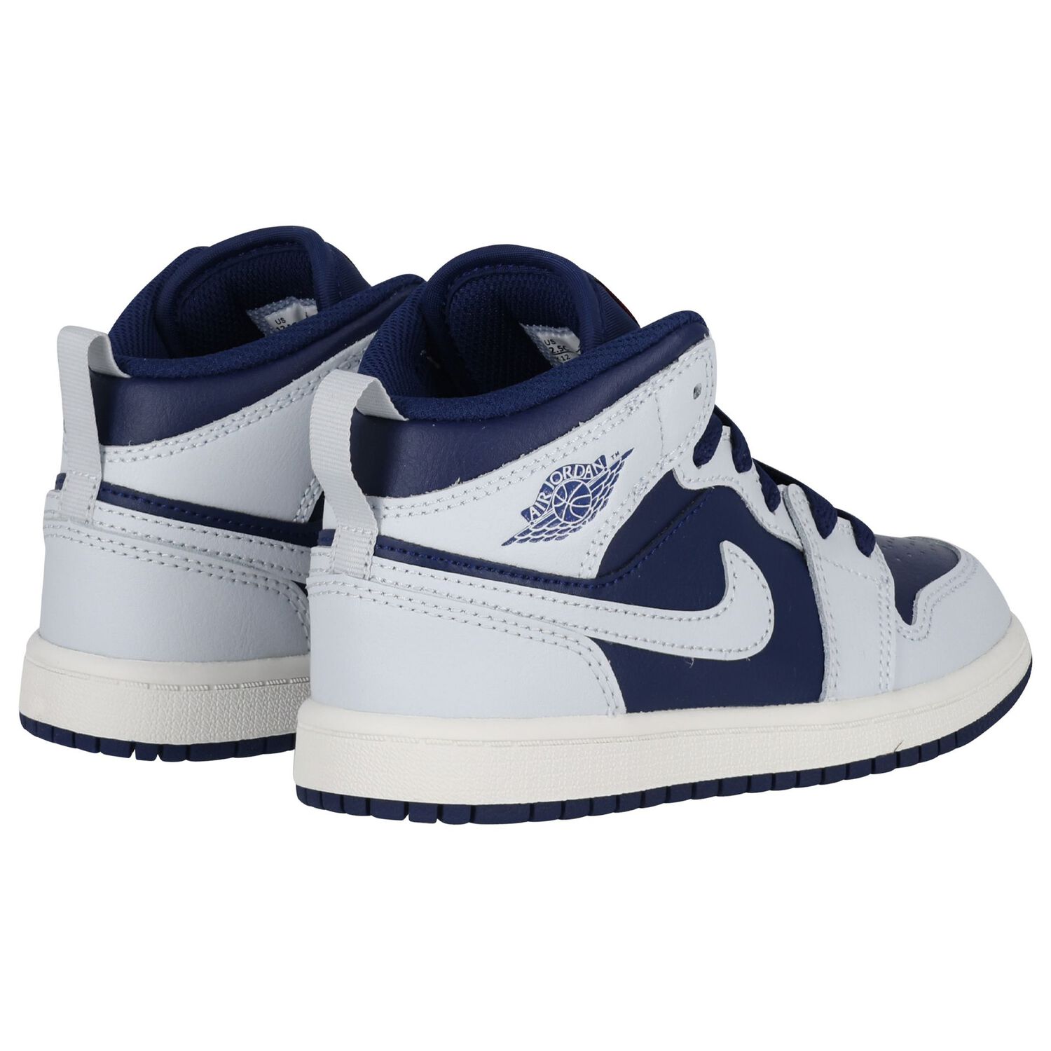 Blue, Grey & White Air Jordan 1 Mid Trainers, 4, hi-res