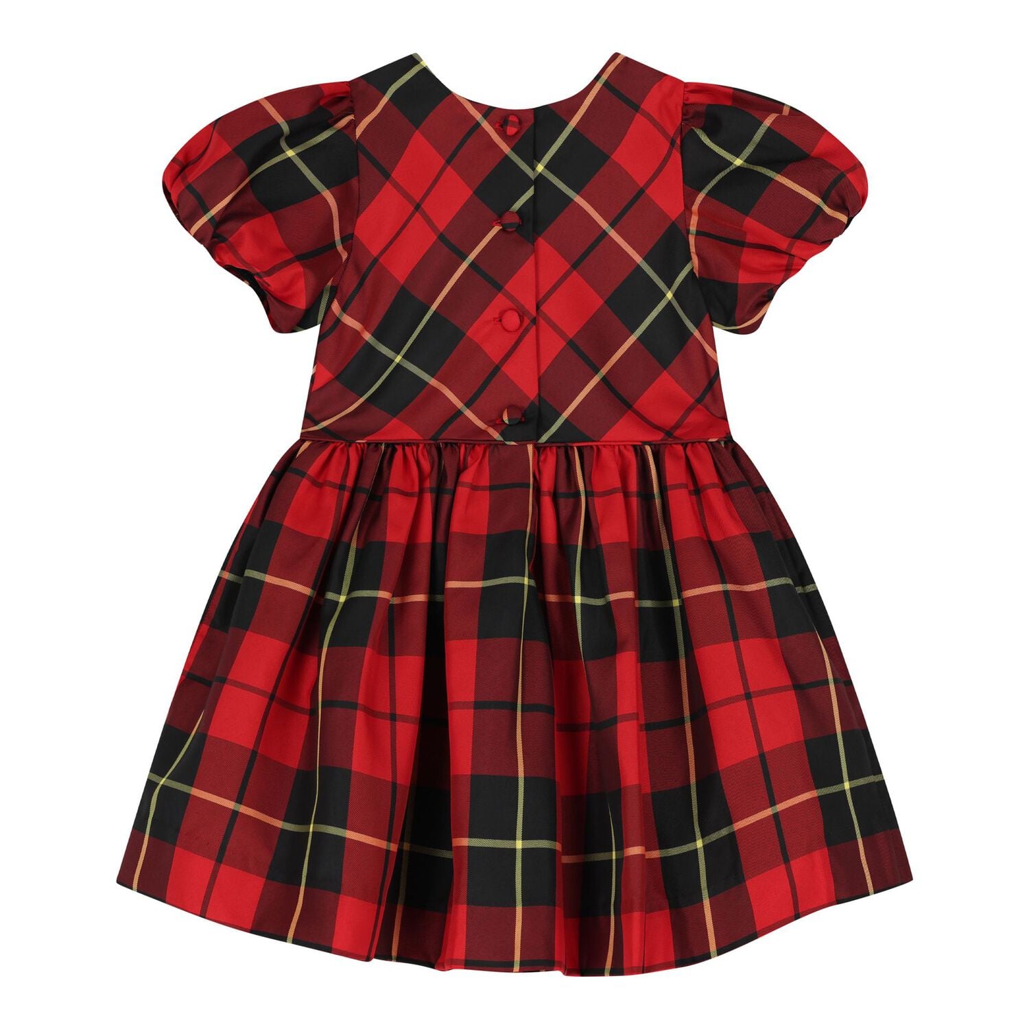 Baby Girls Red & Black Tartan Taffeta Dress Set, 1, hi-res