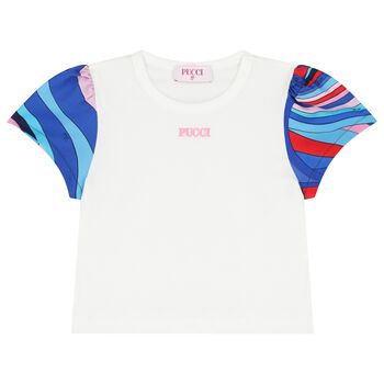 Girls White Logo Onde T-Shirt