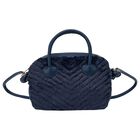Girls Navy Blue Faux Fur & Leather Handbag, 3, hi-res