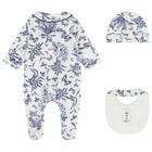 Ivory & Navy Blue Toile De Jouy Babygrow Gift Set, 1, hi-res