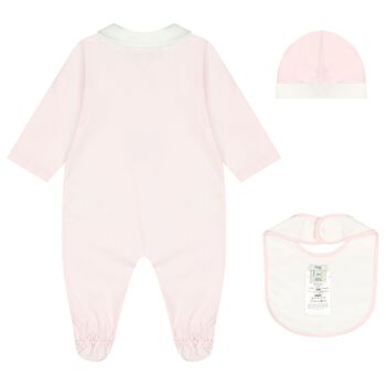 Baby Girls Pink & White Logo Babygrow Gift Set