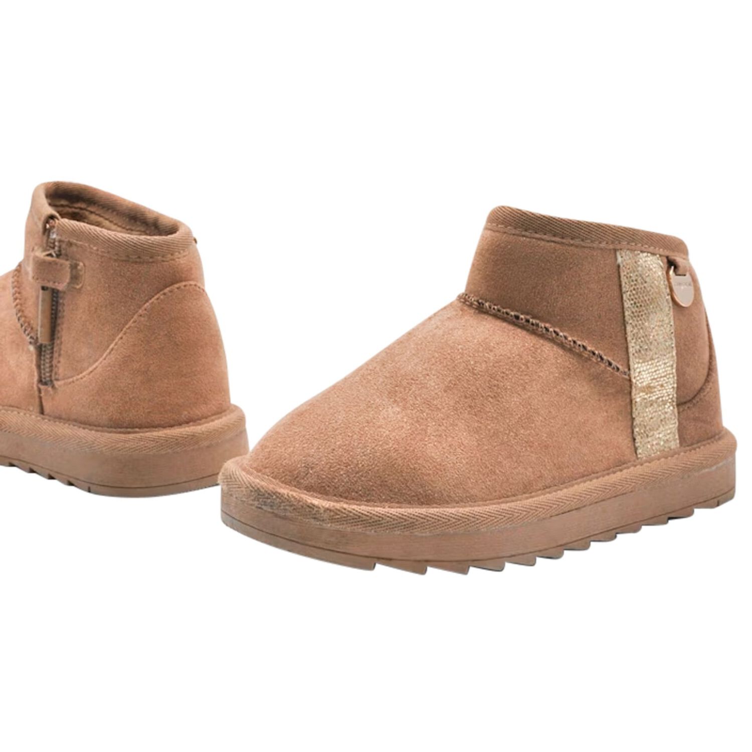 Girls Beige Faux Suede Boots, 1, hi-res