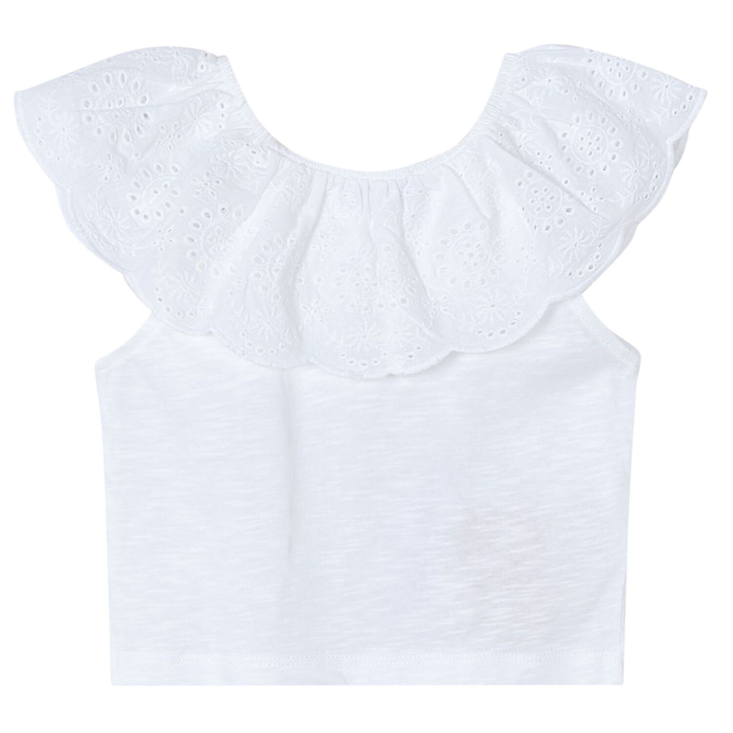 بلوزة دانتيل باللون الأبيض للبنات, 2, hi-res image number null