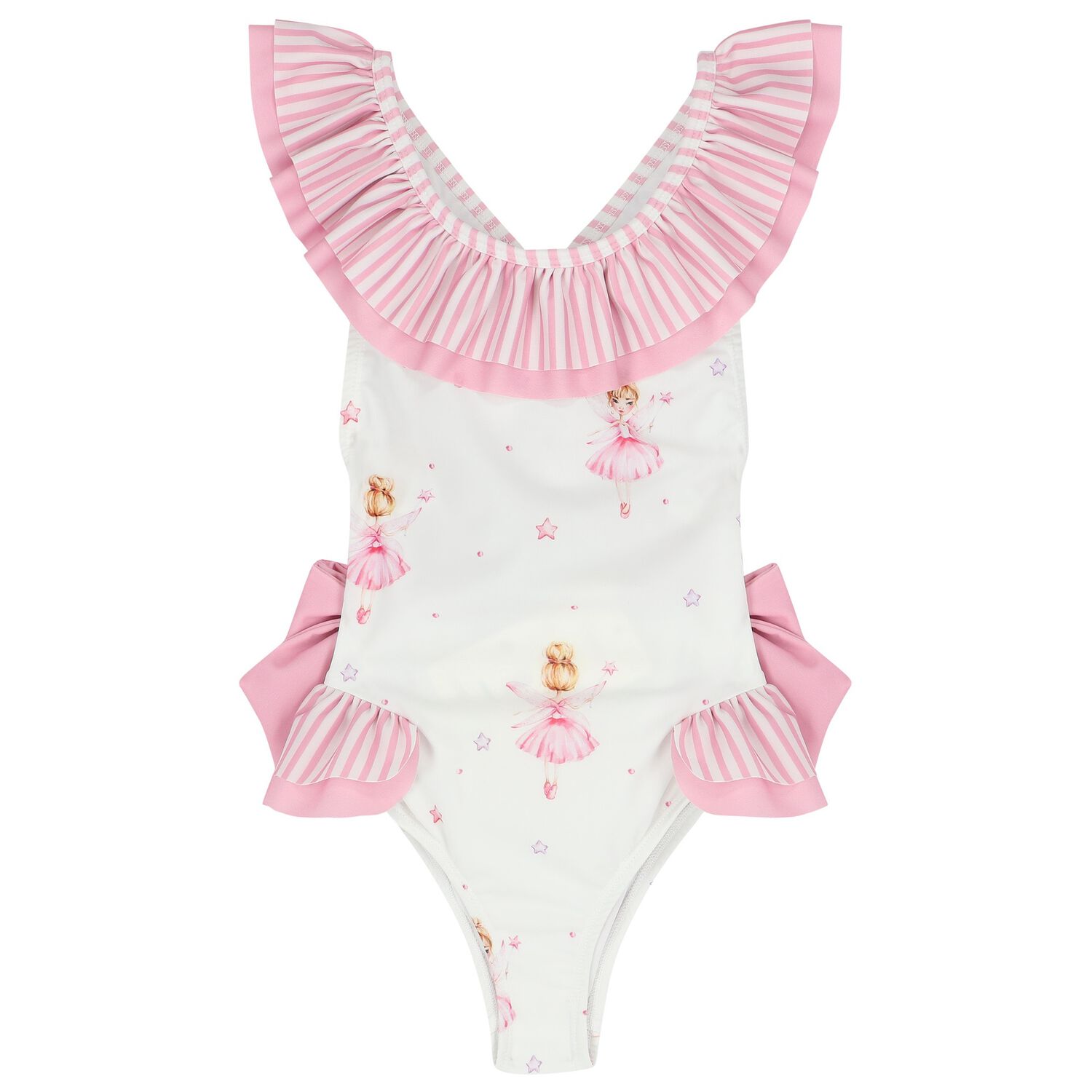 Girls White & Pink Ballerinas Swimsuit, 1, hi-res image number null