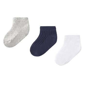 Baby Boys Grey, Navy and White Socks (3 Pack)