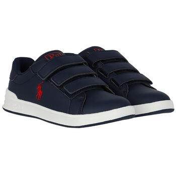 Boys Navy Blue Logo Trainers