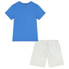 Boys Blue & Grey Shorts Set, 1, hi-res