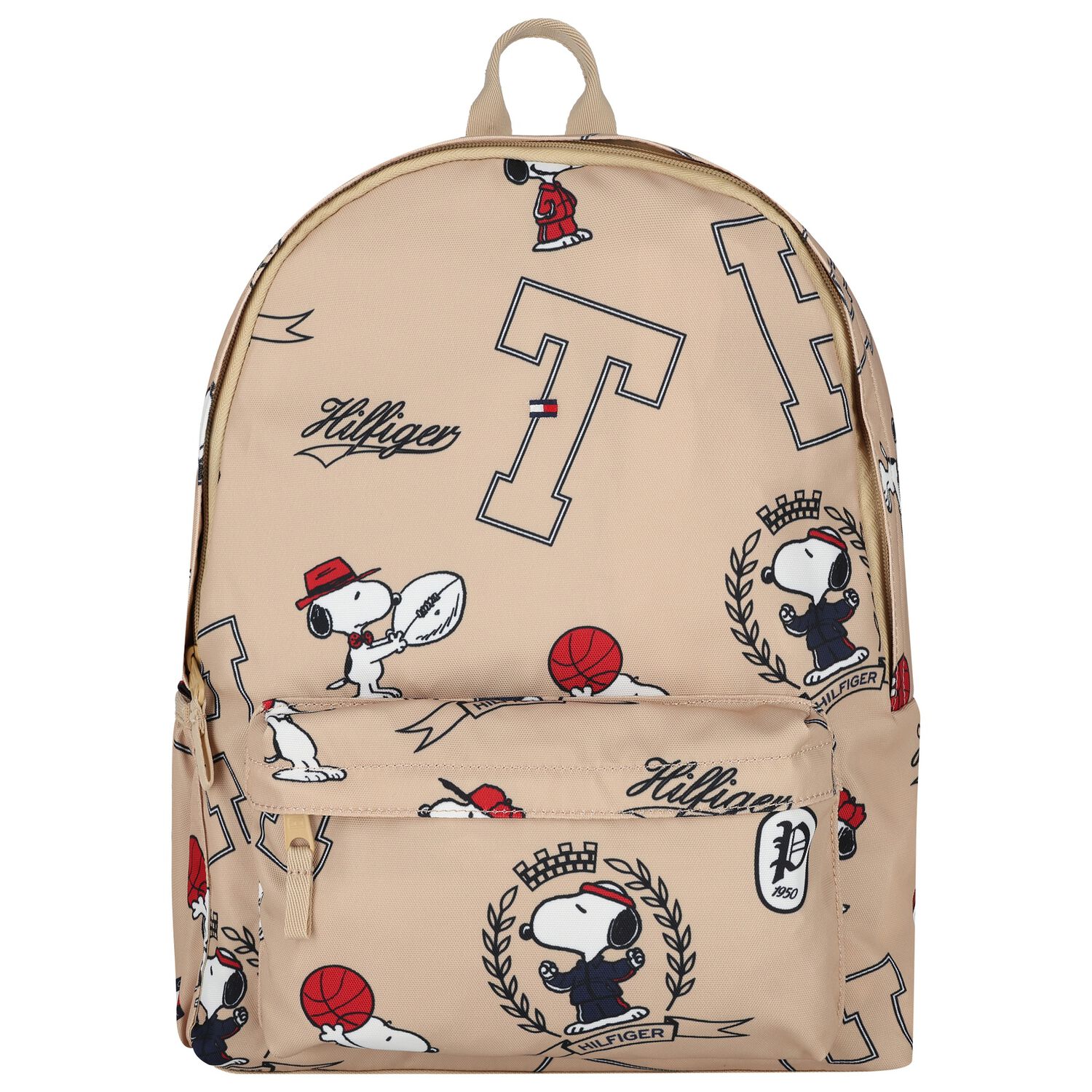 Beige Snoopy Logo Backpack ( 45CM ), 1, hi-res