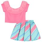 Girls Pink & Blue Skirt Set, 1, hi-res