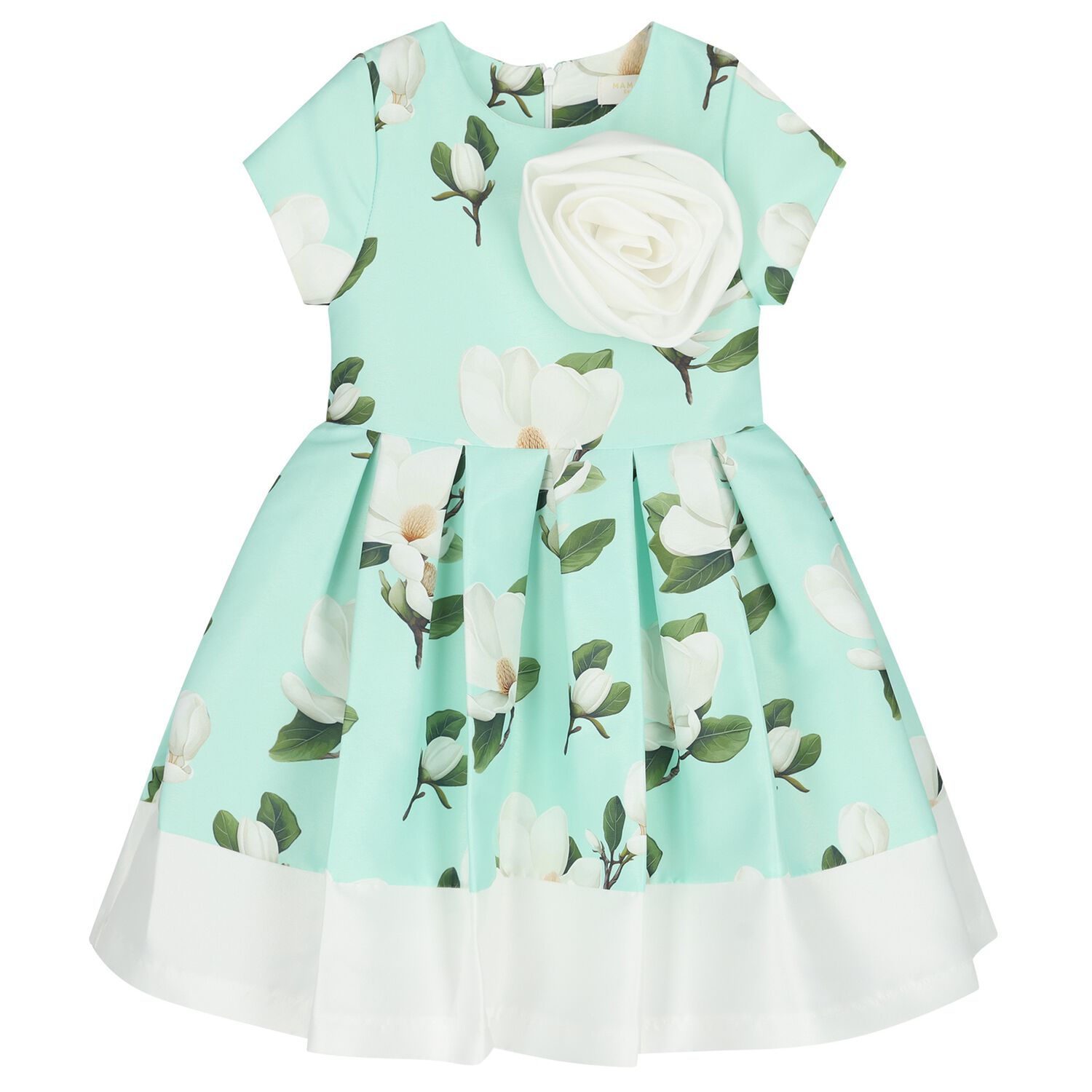 Girls Mint Green Floral Dress, 1, hi-res