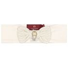 Baby Girls Ivory & Gold Bow Logo Headband, 1, hi-res