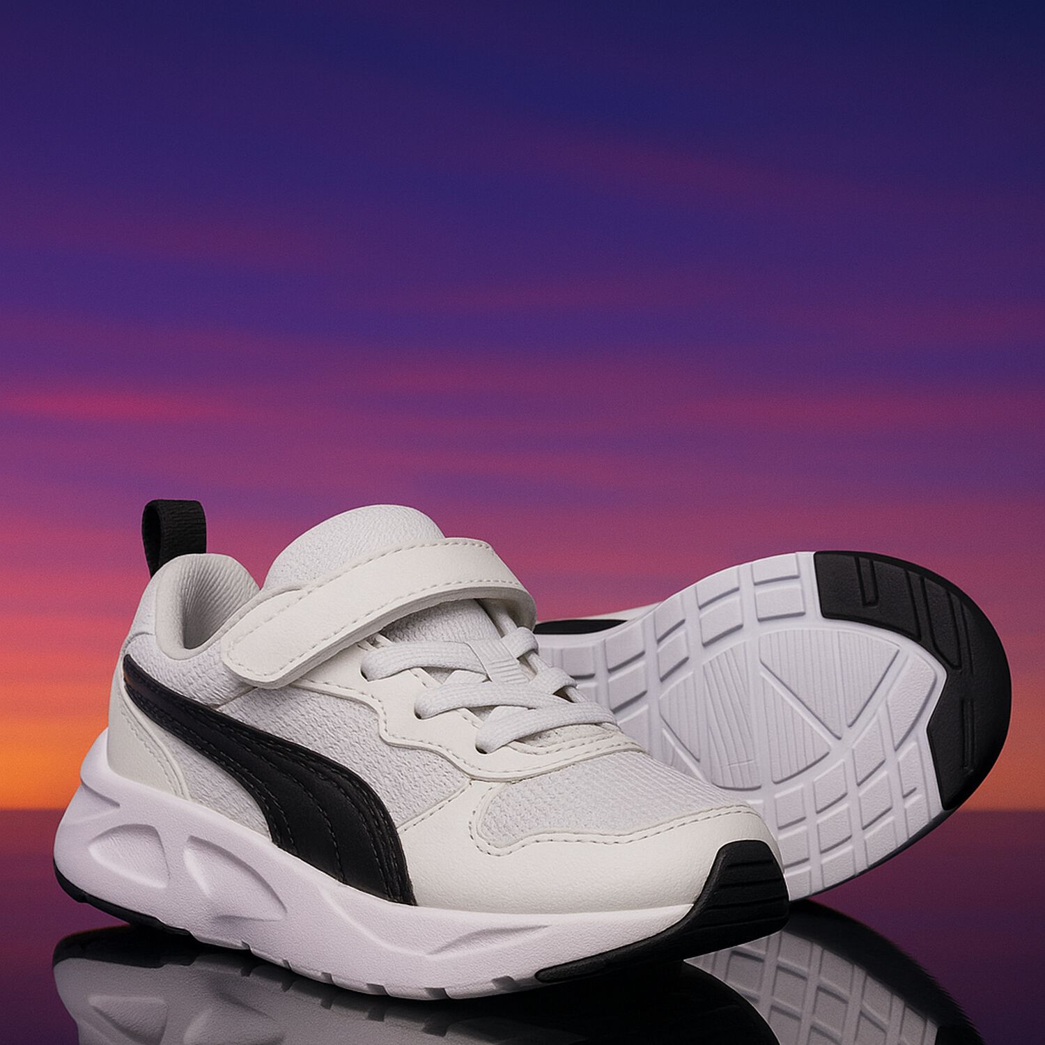 White & Black Trinity Trainers, 1, hi-res