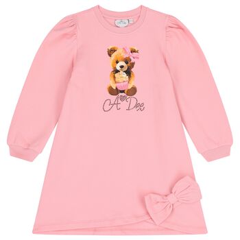 A Dee Girls Pink Logo Teddy Bear Sweatshirt Dress, 1 Girls Pink Logo Teddy Bear Sweatshirt Dress