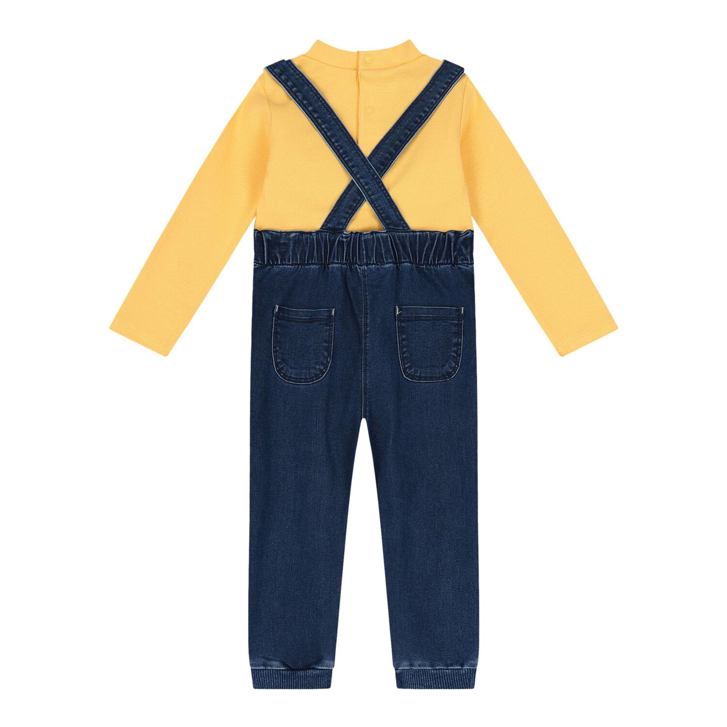Baby Boys Yellow & Blue Denim Dungaree Set, 1, hi-res image number null