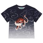 Navy Blue & White Tiger Logo Ombre T-Shirt, 1, hi-res