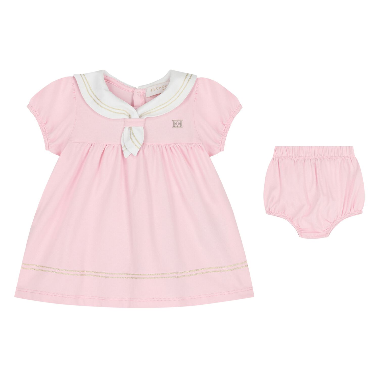 Baby Girls Pink & White Logo Dress Set, 1, hi-res