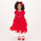 Girls Red Bow Tulle Dress, 1, hi-res