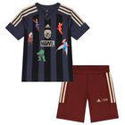 Navy Blue & Red Marvel Logo Shorts Set, 1, hi-res