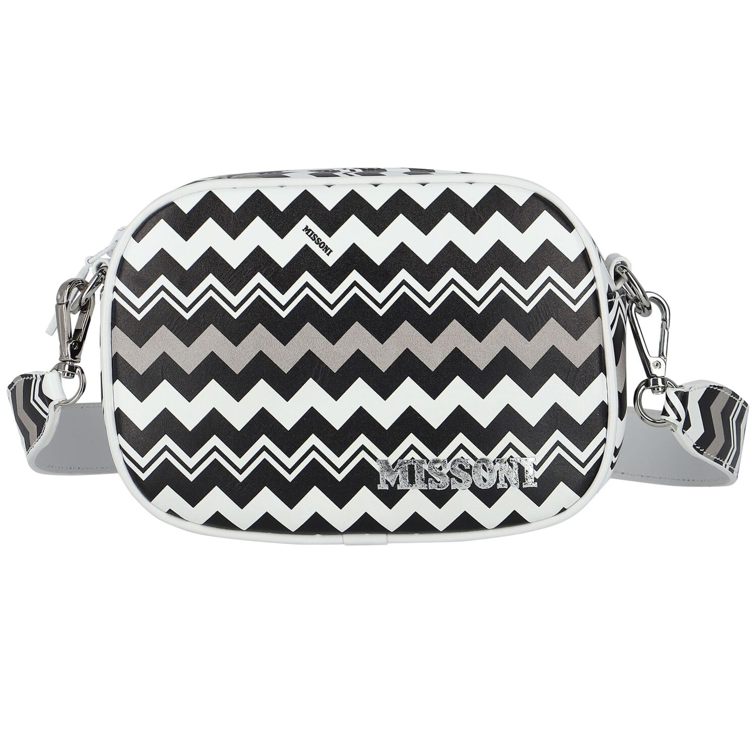 Girls Black & White Logo Zigzag Shoulder Bag, 2, hi-res image number null