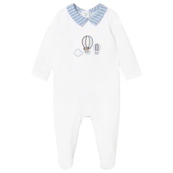 Baby Boys White Hot Air Balloon Babygrow