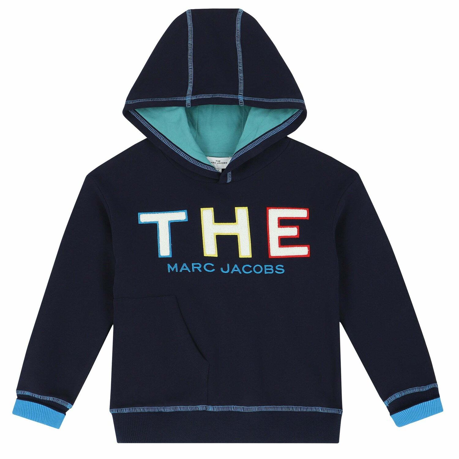 Boys Navy Logo Hooded Top, 1, hi-res image number null
