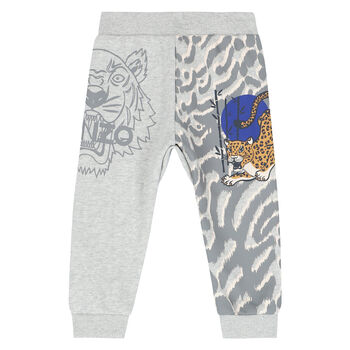 Younger Boys Grey Tiger Logo Joggers