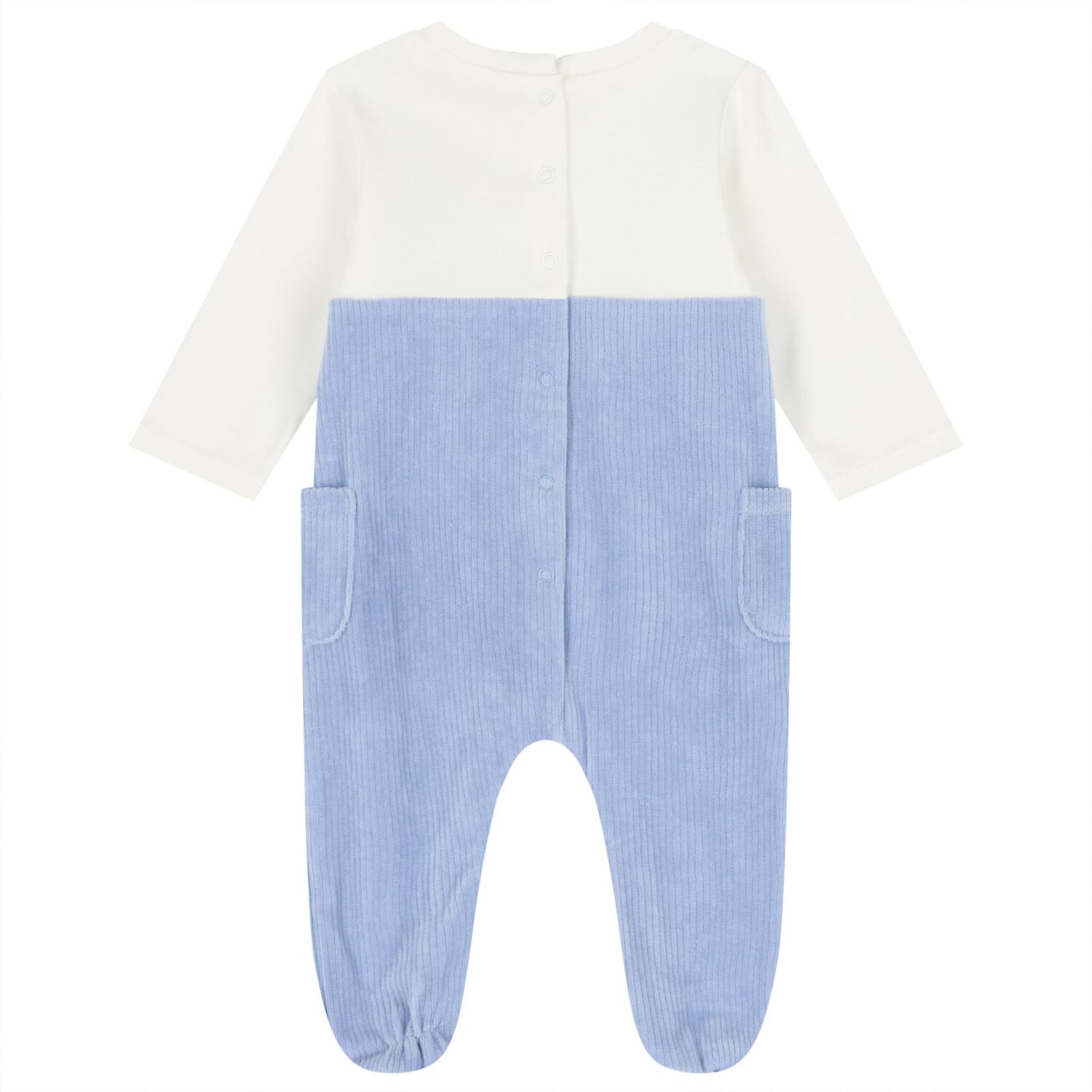 Baby Boys White & Blue Lamb Babygrow, 1, hi-res